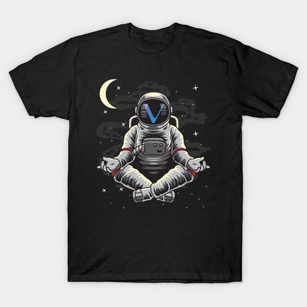 Astronaut Yoga Vechain Crypto VET Coin To The Moon Token Cryptocurrency Wallet Birthday Gift For Men Women Kids T-Shirt by Thingking About